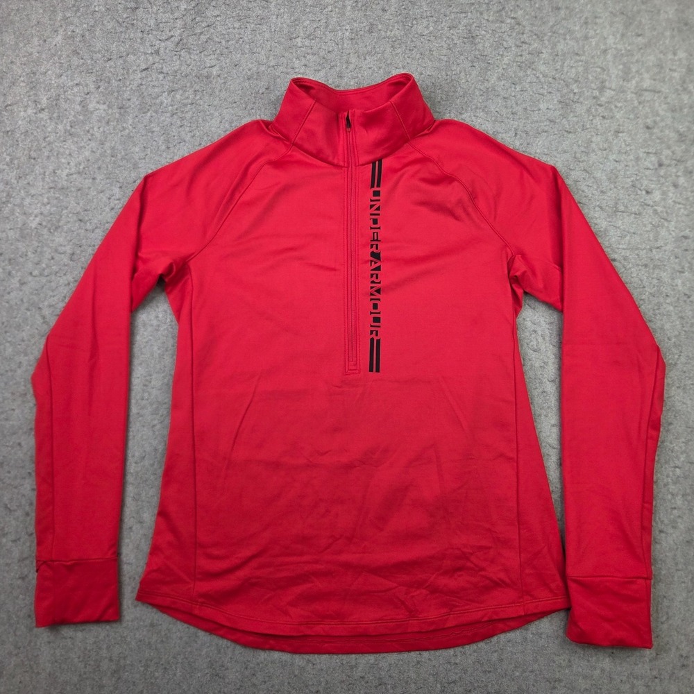 Under Armour 1/4 Zip Pullover Womens L Fitted Red Cold Gear Flex Mock Neck